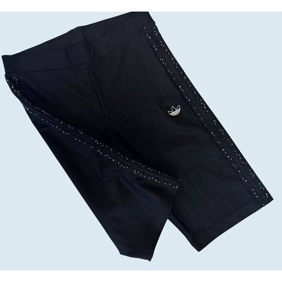 ADIDAS Black Embellished Biker Shorts Size Medium - Picture 3 of 7